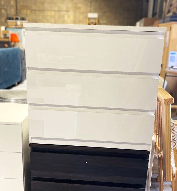Assembled Habitat Jenson Gloss 3 Drawer Chest - White